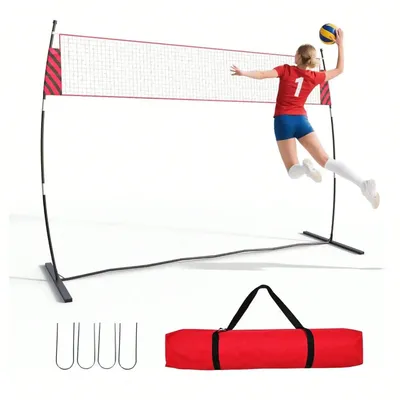 Produktbild von Volleyballnetz - Trainingsnetz - 366 cm - Höhenverstellbar - Freistehend - Zusammenklappbar - Mit Tragetasche - Für Garten & Strand