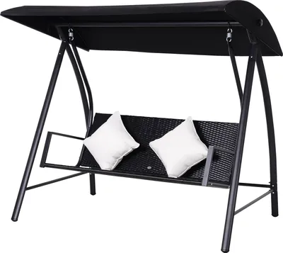 Produktbild von Outsunny Hollywoodschaukel Polyrattan Schaukel Schaukelbank Gartenbank 3-Sitzer