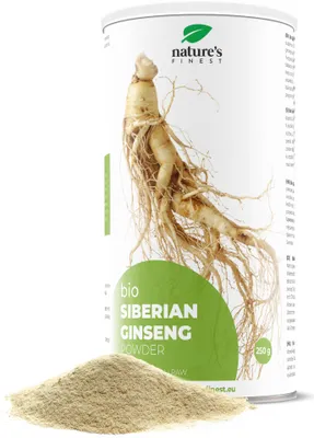 Produktbild von Nature's Finest Biologisch Sibirisches Ginseng Pulver - 100% Reines Natürliches Ginsengwurzelpulver - Qualität von Drittanbietern Getestet