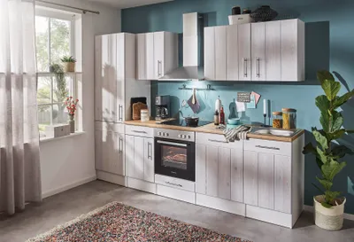 Produktbild von Küche Küchenzeile Leerblock  Landhaus Lärche Weiß Anton 280 cm Respekta