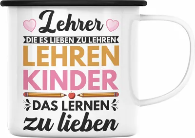 Produktbild von Trendation - Lehrer Abschiedsgeschenk Lehrerin Geschenk Emaille Tasse zum Abschied Klassenlehrerin Danke Geschenkidee (Schwarz)
