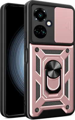 Produktbild von Hülle für Tecno Camon 19 mit Ring Ständer Halter Dia Kameraschutz TPU PC Hybrid Handyhülle Roségold
