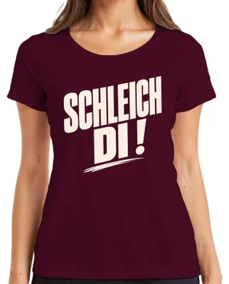 Immagine prodotto di Maglietta da donna, taglia XXL, colore bordeaux, con scritta in bavarese umoristica e sarcastica