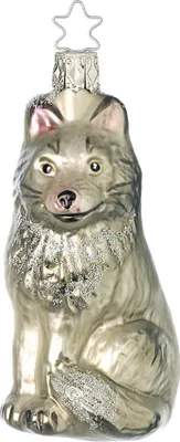 Produktbild von Christbaumschmuck Wolf 10,5cm Glas Figur Grau