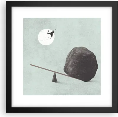 Produktbild von Gerahmtes Poster - Schwarzer Rahmen - Stein Hebel Physik - 30x30 cm - Wand Bild - Wanddeko - Wandbilder - Kunstposter - Wandposter - Bilderrahmen - Bilder - Kunstdruck - P2BAC30x30-4755