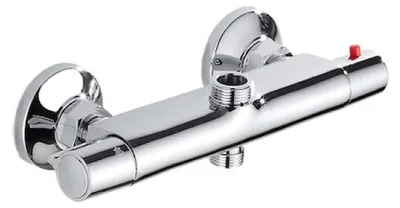 Obrázek produktu pro Termostatická sprchová baterie se 2 vývody, nerezová ocel/plast/měď, stříbrná