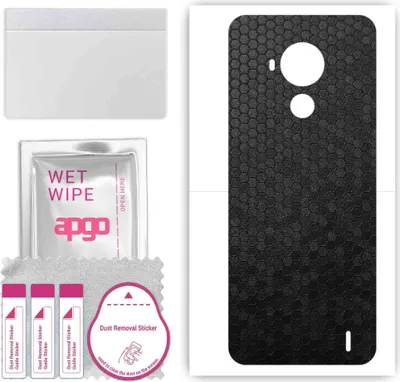 Produktbild von apgo Rückseite Schutzfolie, Skin, kompatibel mit Nokia C30, Hinten Displayschutzfolie aus Vinylfolie, kratzfest, einfache Montage - Schwarze Honigwabe