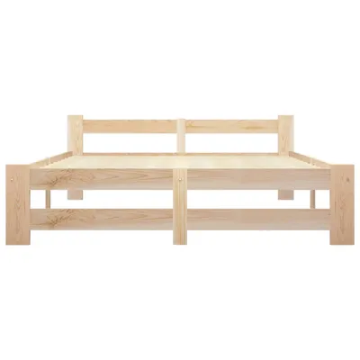 A wooden bed frame shown from the front on a white background.