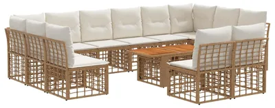 Produktbild von vidaXL Gartensofa-set 13 stk. Natürlich und Cremweiß Poly-Rattan