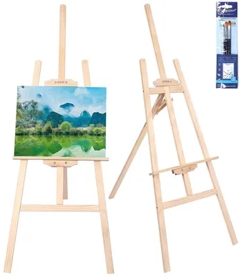 Imagen del producto de Caballete de pintura de madera, con altura ajustable, 150 cm, plegable, para niños y adultos
