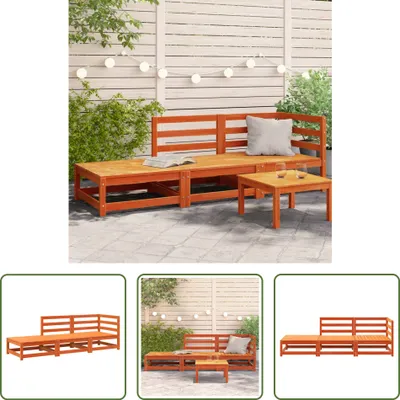 Immagine prodotto di The Living Store Divano da giardino con poggiapiedi 2 posti in legno di pino massiccio marrone cera