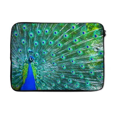 Produktbild von MuchoWow® Laptop Hülle 13 Zoll Pfau - Blau - Tiere Laptoptasche - Laptophülle - Sleeve - Rundumschutz