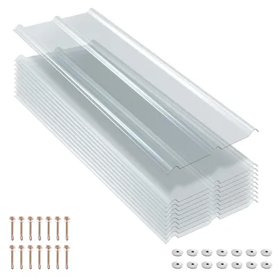 Produktbild von Peviasot 10er Set FRP Lichtplatten 50x120 cm, 1 mm Trapez-Wellplatten klar, UV-Schutz, hagelfest & wetterfest, inkl. Schrauben für Terrassendach Carport