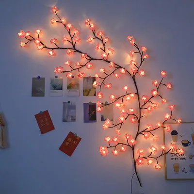Produktbild von DIY Kunstblume 72 LED-Lichter, mit Fernbedienung und 8 Lichtmodi USB/Batteriebetrieben, Ambientelicht, Wanddekoration ,Weihnachtsdekorationen, 1.6m