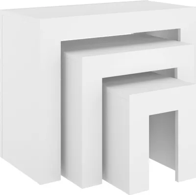 Produktbild von vidaXL Satztische 3-tlg. Weiß Holzwerkstoff