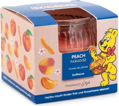 Produktbild von Haribo™ Duftkerze 85g, HxD: 6,5 x 8 cm, Kerze im Glas, Paraffinwachs, Geschenkidee, im Geschenkkarton, orange