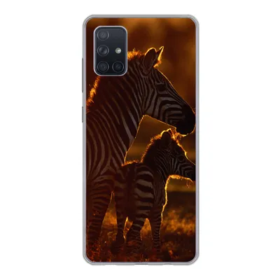 Produktbild von MuchoWow® Handyhülle Schutzhülle Hülle für Samsung Galaxy A71 Zebra - Sonne - Fohlen Silikon Softcase Handy Hülle - Kartenbesitzer