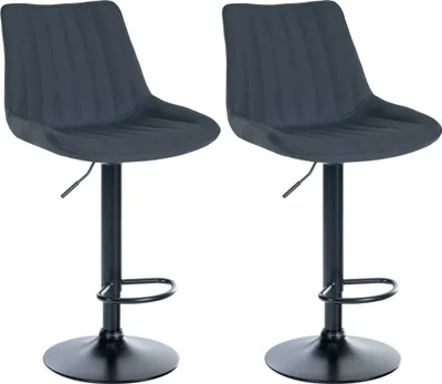 Produktbild von CLP 2er Set Barhocker Toni Stoff drehbar und stufenlos höhenverstellbar dunkelgrau Material Gestell Metall matt schwarz