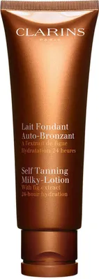 Obrázek produktu pro Clarins Self Tanning Milky-Lotion, Pleťová voda, Obličej a tělo, 125 ml, Tuba, Hydratující, Zlato