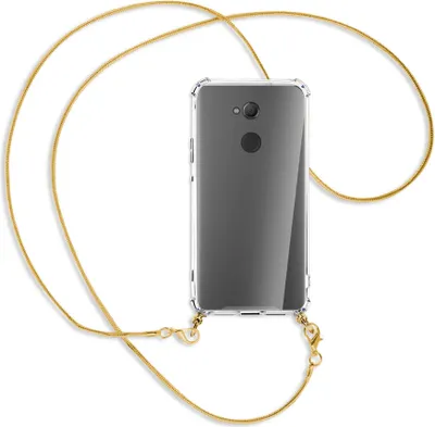 Produktbild von Handykette Backcover-Schutzhülle mit Band (Metall goldfarben) für Sony Xperia XA2 Ultra - goldfarbene Kette Snake