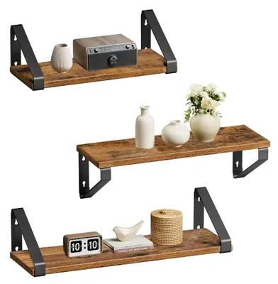 Produktbild von Wandregale - 3er-Set - Industrial Design - Wandmontage - Aufbewahrung - Braun