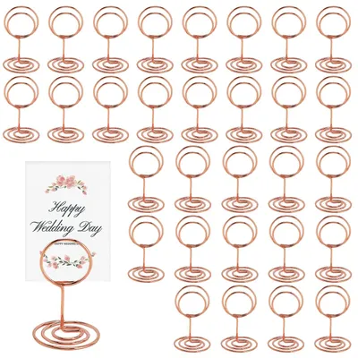 Productafbeelding van Tafelkaart houders - 30 stuks - Voor kaarten en foto's - Roségoud - 5,2 cm