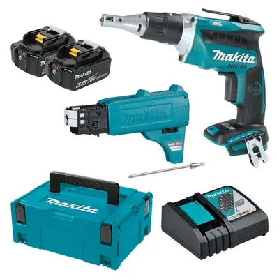 Image de Visseuse automatique à placo MAKITA DFS452TJX2 18V Li-Ion (2x5Ah) à vis en bande (5 x 25 à 55 mm)