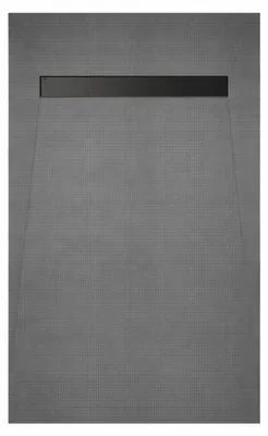 Image de Receveur de douche à carreler 160x90 cm avec bonde écoulement linéaire - Grille finition noire
