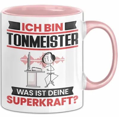 Produktbild von Tonmeister Tasse Geschenk für Tonmeister Geburtstag Lustiger Spruch Kaffee-Becher Was Ist Deine Superkraft (Rosa)