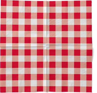 Produktbild von Tissue Serviette Karo Rot, 33 x 33 cm, 3-lagig, 100 Stück - Mank
