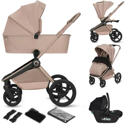 Obrázok produktu pre Lionelo Freya 3 v 1 – súprava detského kočíka s autosedačkou i-Size, vaničkou a športovým kočíkom do 22 kg, skladací, odpruženie, sedadlo XXL, UPF 50+, béžová