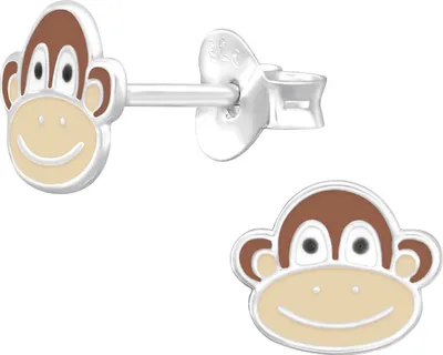 Produktbild von Kinder Ohrringe Ohrstecker 925 Sterling Silber mit Affenkopf