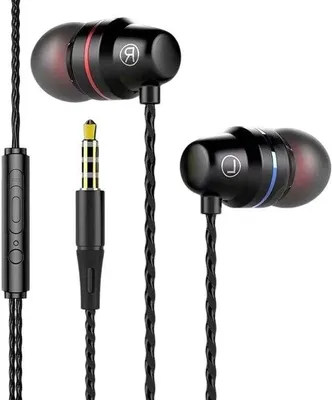 Image de Écouteurs intra-auriculaires avec télécommande et microphone, couleur noire