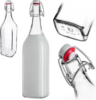 Image de Lot de 5 bouteilles à lait en verre KADAX de 1 litre avec bouchon mécanique