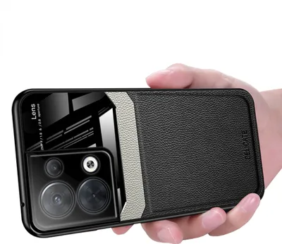 Produktbild von OPPO Reno8 5G Hülle, TPU Stossfest Anti-rutsch Leder Glas Len Hybrid Schutzhülle für OPPO Reno8 5G Schwarz