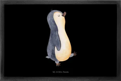Produktbild von Mr. & Mrs. Panda Gummimatte Pinguin marschieren 50 x 75 cm - Schwarz - Geschenk, Spazieren, Familie, Fussmatte, Stolz, Schmutzmatte, Bruder, Bodenvorleger, fußmatte