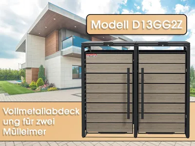 Produktbild von Mülltonnenunterstand D13GG2Z, für 2 Mülltonnen mit Wind- und Diebstahlsicherung, grau