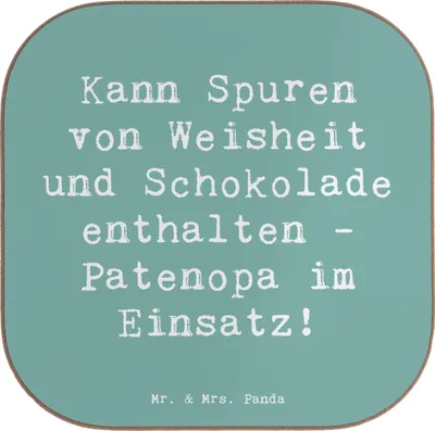 Produktbild von Mr. & Mrs. Panda Tischuntersetzer Spruch Patenopa und Weisheit - Meeresbrise - Geschenk, Patenschaft, Tassenuntersetzer, Geschenke, Coaster, Untersetzer für Gläser, Humor