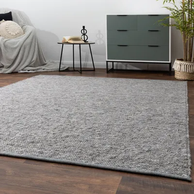 Produktbild von Handwebteppich Benin aus 100% Schurwolle in Grau, Größe: 200x200 cm