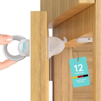 Produktbild von Kindersicherung für Schränke Magnetisch unsichtbar - 12 Schlösser mit 2 Schlüsseln, ohne Bohren oder Schrauben