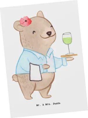 Produktbild von Mr. & Mrs. Panda Postkarte Restaurantfachfrau Herz - Weiß - Geschenk, kunstkarte, Grußkarte, Ansichtskarte, Ansichtskarten, Postkarten