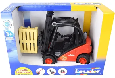 Produktbild von BRUDER Linde fork lift H30D with 2 pallets, 3 Jahr(e), ABS Synthetik, Schwarz, Rot