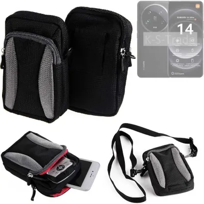Produktbild von K-S-Trade Holster Schutz Hülle kompatibel mit Xiaomi 14 Ultra Handy Hülle Gürteltasche Umhängetasche mit Zusatzfach schwarz