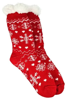 Immagine prodotto di Calzini comodi, calzini antiscivolo, calzini per pantofole invernali, calzini caldi in maglia foderati in pile M2-Red/36-38