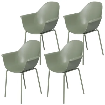 Produktbild von Outsunny Gartenstuhl 4er-Set, Terrassenstühle mit Rückenlehne/Armlehnen, Grün