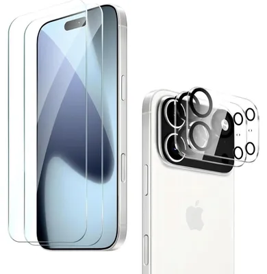 Productafbeelding van Beschermfolie voor iPhone 17 Pro Max, 2 stuks gehard glas met 2 stuks beschermfolie voor de camera, hardheid 9H, HD kwaliteit