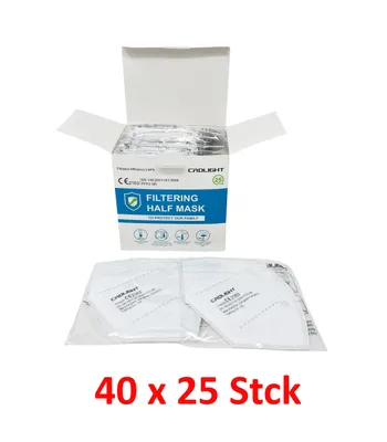 Produktbild von CRDLIGHT 1000 x  FFP2 Maske Mundschutz Atemschutzmaske  atmungsaktives Vlies | Weiß