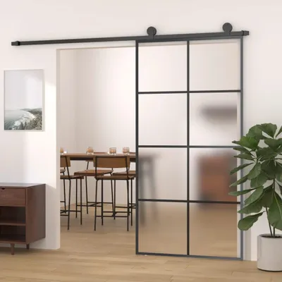 Produktbild von Schiebetür – Aluminiumtür – Raumteiler – Sicherheitsglas – 102 x 205 cm – Schwarz