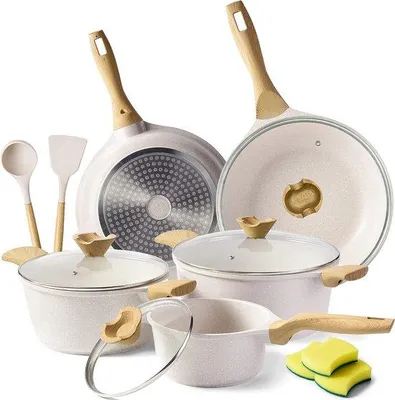 Produktbild von Famanu Induktions-Pfannen-Set mit Deckel - Granit Antihaftbeschichtung