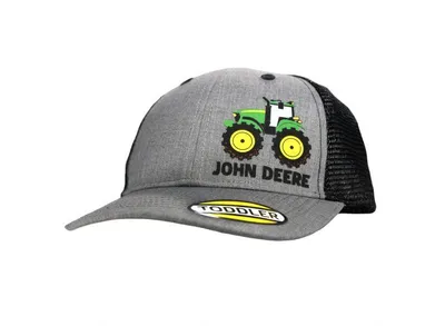 Produktbild von John Deere Kinder Cap Traktor – 3D Rubber Traktor Print, Snapback, grau – Offizielles John Deere Fanartikel